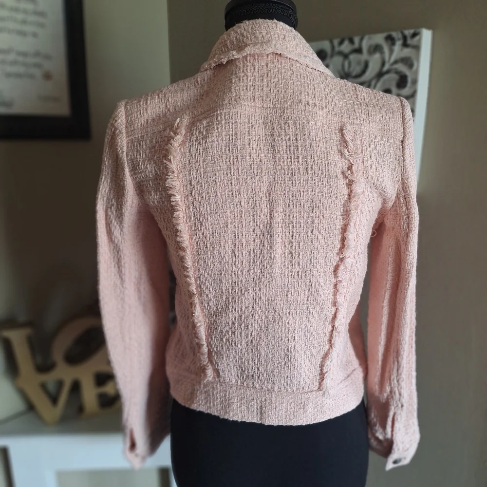 IRO Women's Button Front Pastel Pink Tweed Jacket XS